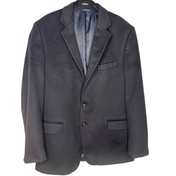 Harold Powell 100% Cashmere Sports Coat Blazer Jacket Men's Size 42L Navy Blue
